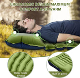 Camping Inflatable Sleeping Pad with Pillow Built-in Foot Pump